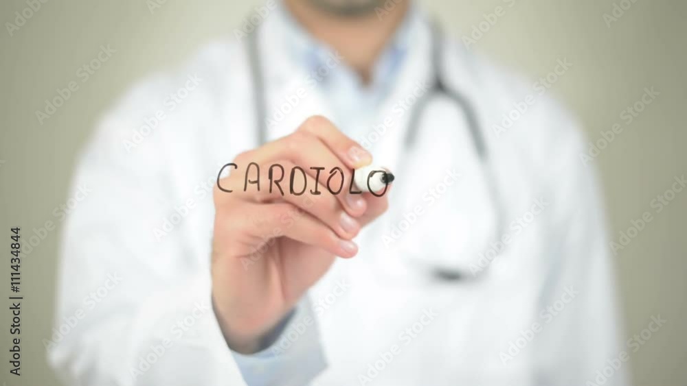 Cardiologist, Doctor writing on transparent screen Cardiologist, Doctor writing on transparent screen