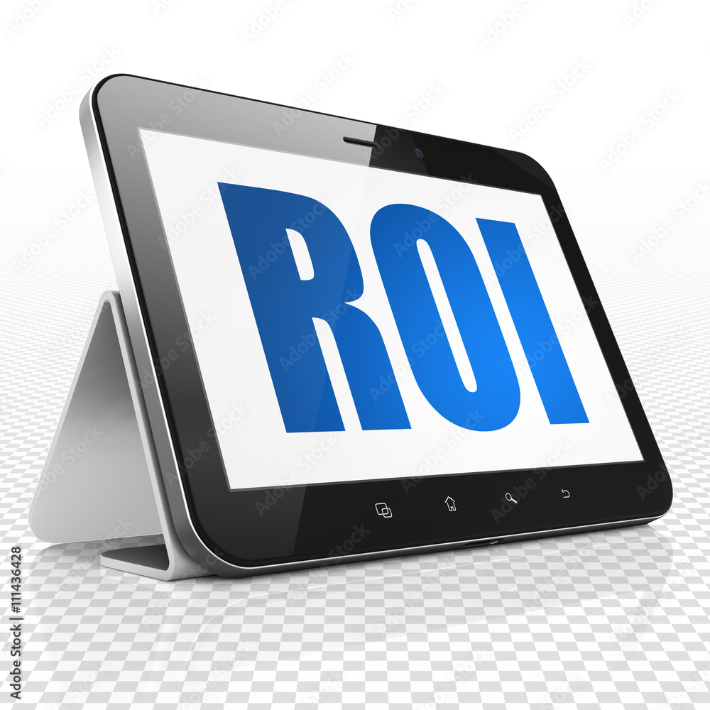 Business concept: Tablet Computer with ROI on display Business concept: Tablet Computer with ROI on display