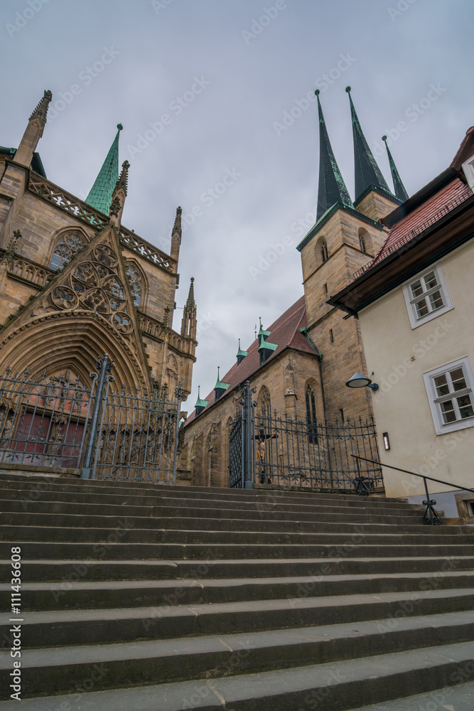 Obraz premium Severikirche und Dom in Erfurt, Thüringen