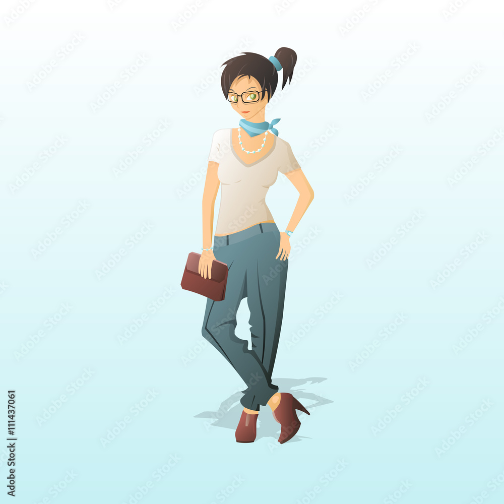 Fashion girl in stylish outfit with bag Fashion girl in stylish outfit with bag