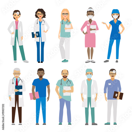 Hospital medical team. Medical staff vector illustration