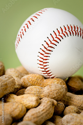 Baseball: Ball Atop Pile of Peanuts