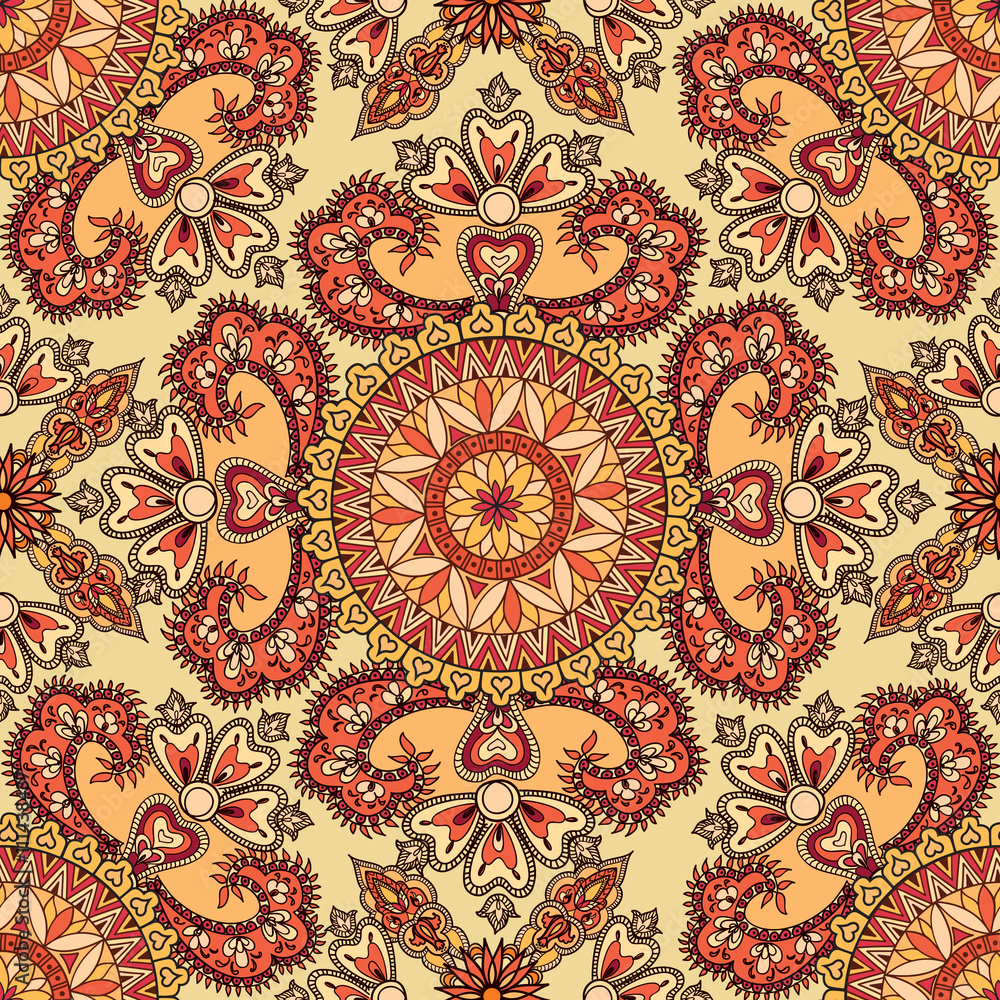 Abstract floral pattern Oriental flower ornamental Geometric seamless background 