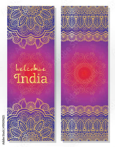 Set of Indian traditional mandala ornament illustration concept.