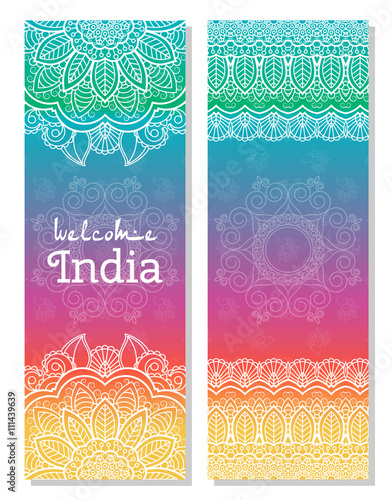 Set of Indian traditional mandala ornament illustration concept.