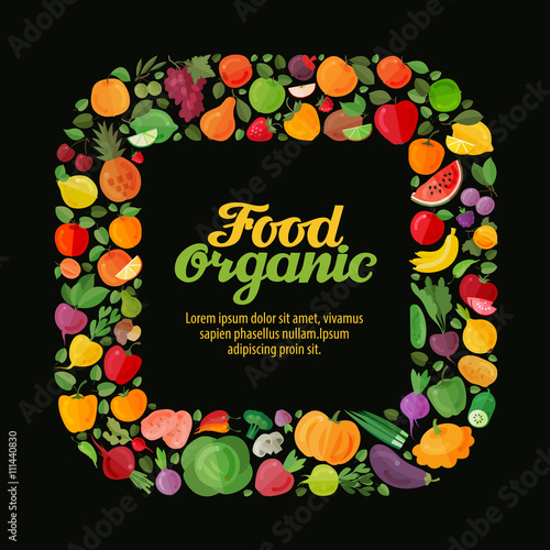 fruits and vegetables. collection elements based on the theme of food, farm, gardening
