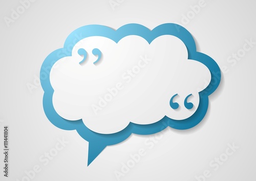 Blue cloud speech bubble with commas, quote background