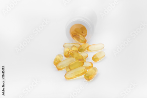 fish oil capsules with white bottle