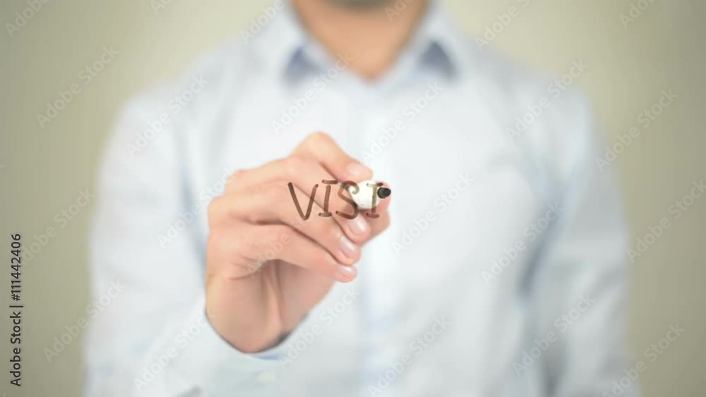Vision, Man writing on transparent screen Vision, Man writing on transparent screen