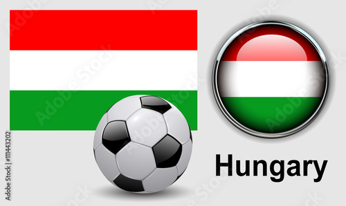 Hungary flag icons with soccer ball.