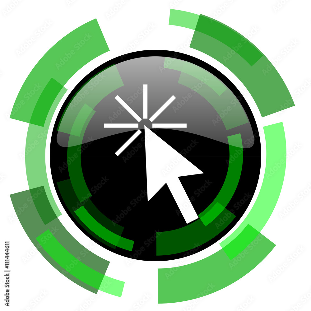 click here icon, green modern design isolated button, web and mobile app design illustration