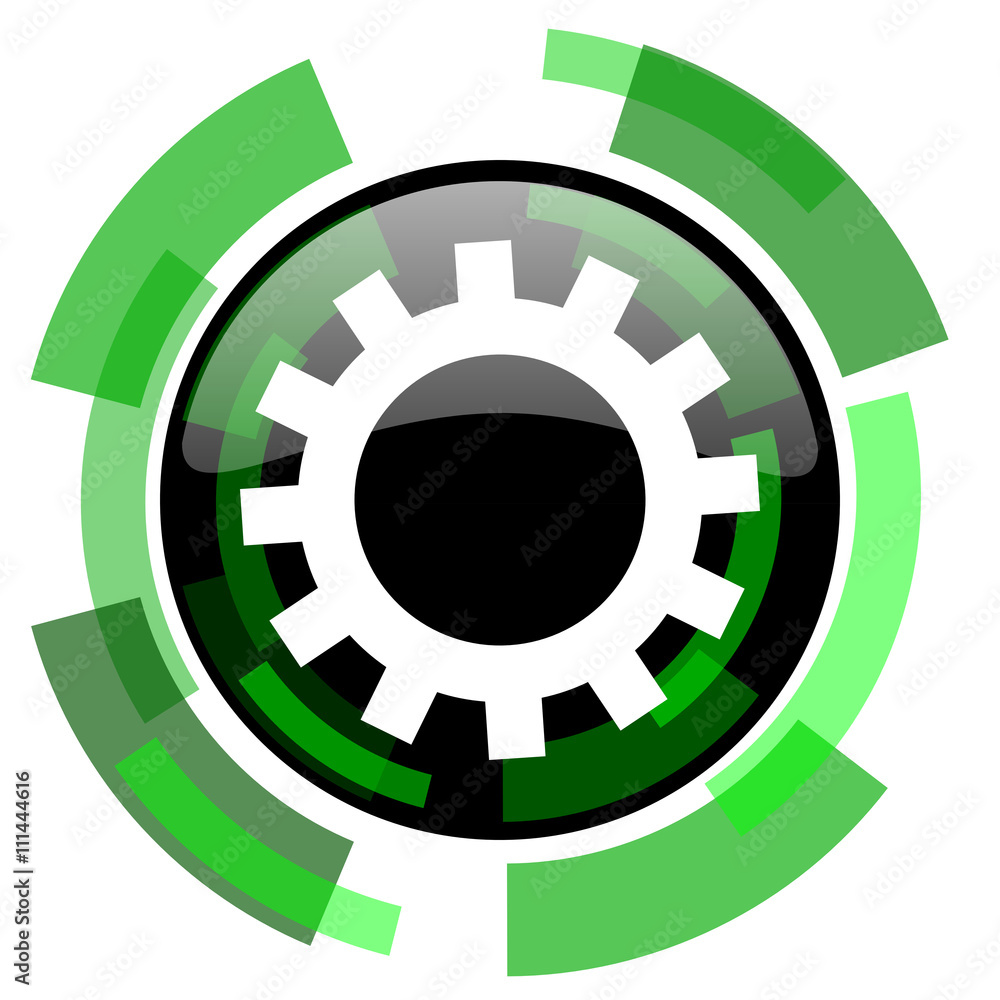 gear icon, green modern design isolated button, web and mobile app design illustration gear icon, green modern design isolated button, web and mobile app design illustration