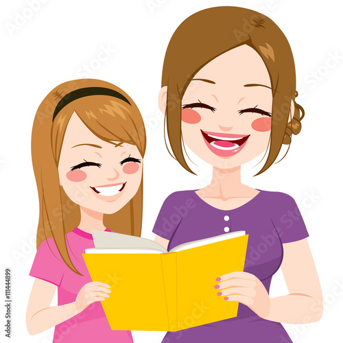 Young mother reading book w...