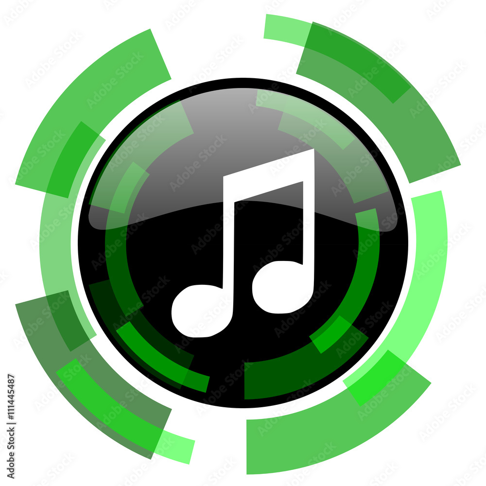 music icon, green modern design isolated button, web and mobile app design illustration music icon, green modern design isolated button, web and mobile app design illustration