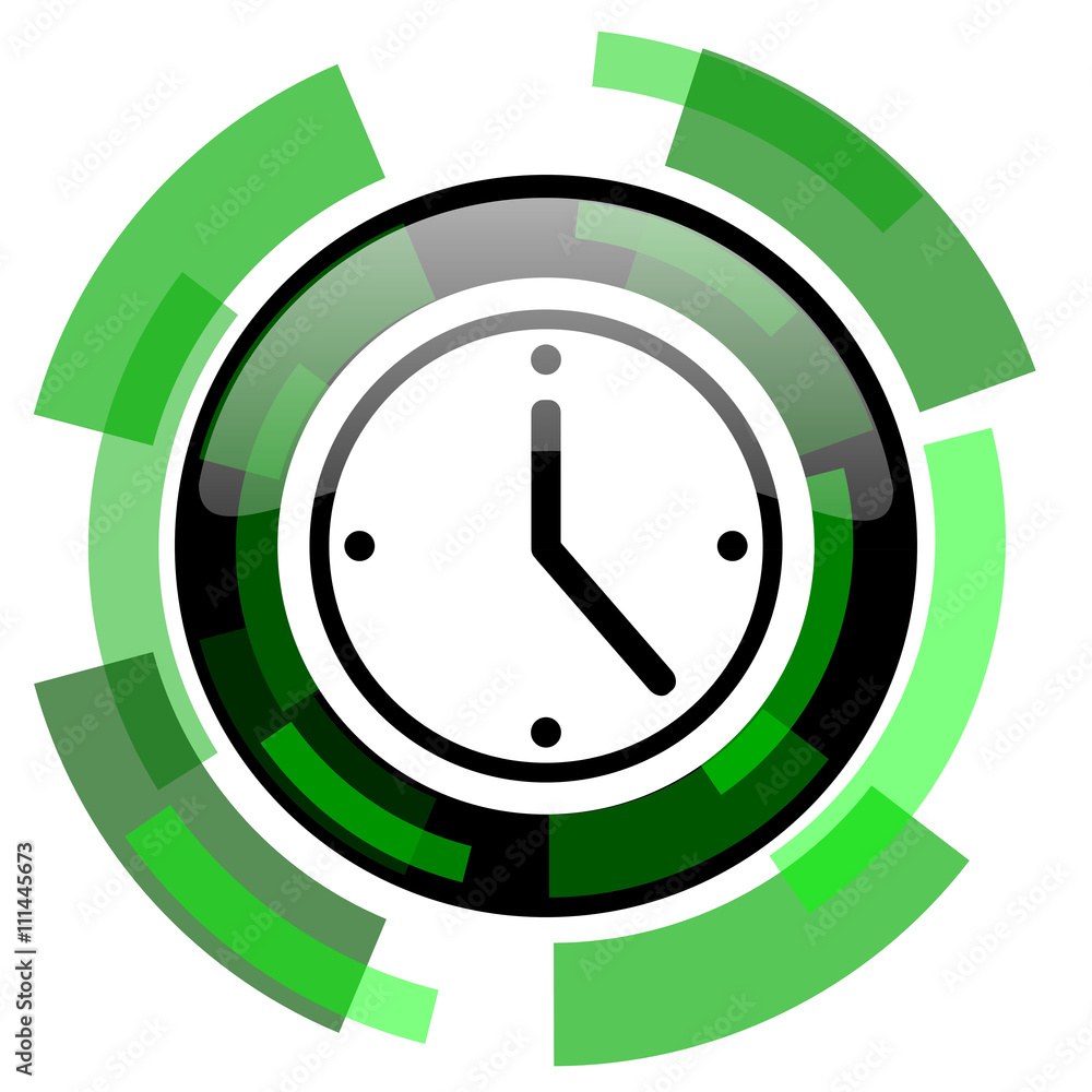 time icon, green modern design isolated button, web and mobile app design illustration time icon, green modern design isolated button, web and mobile app design illustration