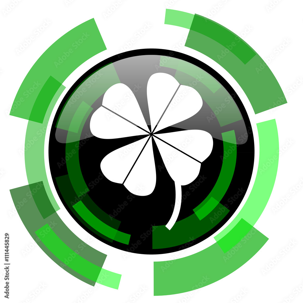 four-leaf clover icon, green modern design isolated button, web and mobile app design illustration four-leaf clover icon, green modern design isolated button, web and mobile app design illustration