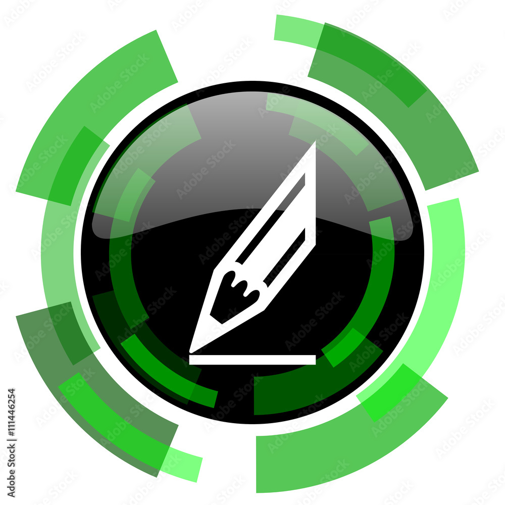 pencil icon, green modern design isolated button, web and mobile app design illustration pencil icon, green modern design isolated button, web and mobile app design illustration