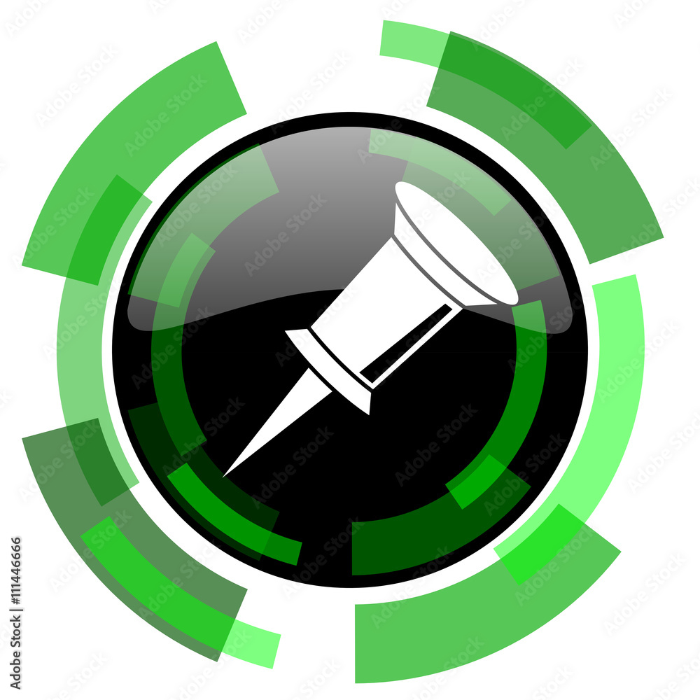pin icon, green modern design isolated button, web and mobile app design illustration pin icon, green modern design isolated button, web and mobile app design illustration