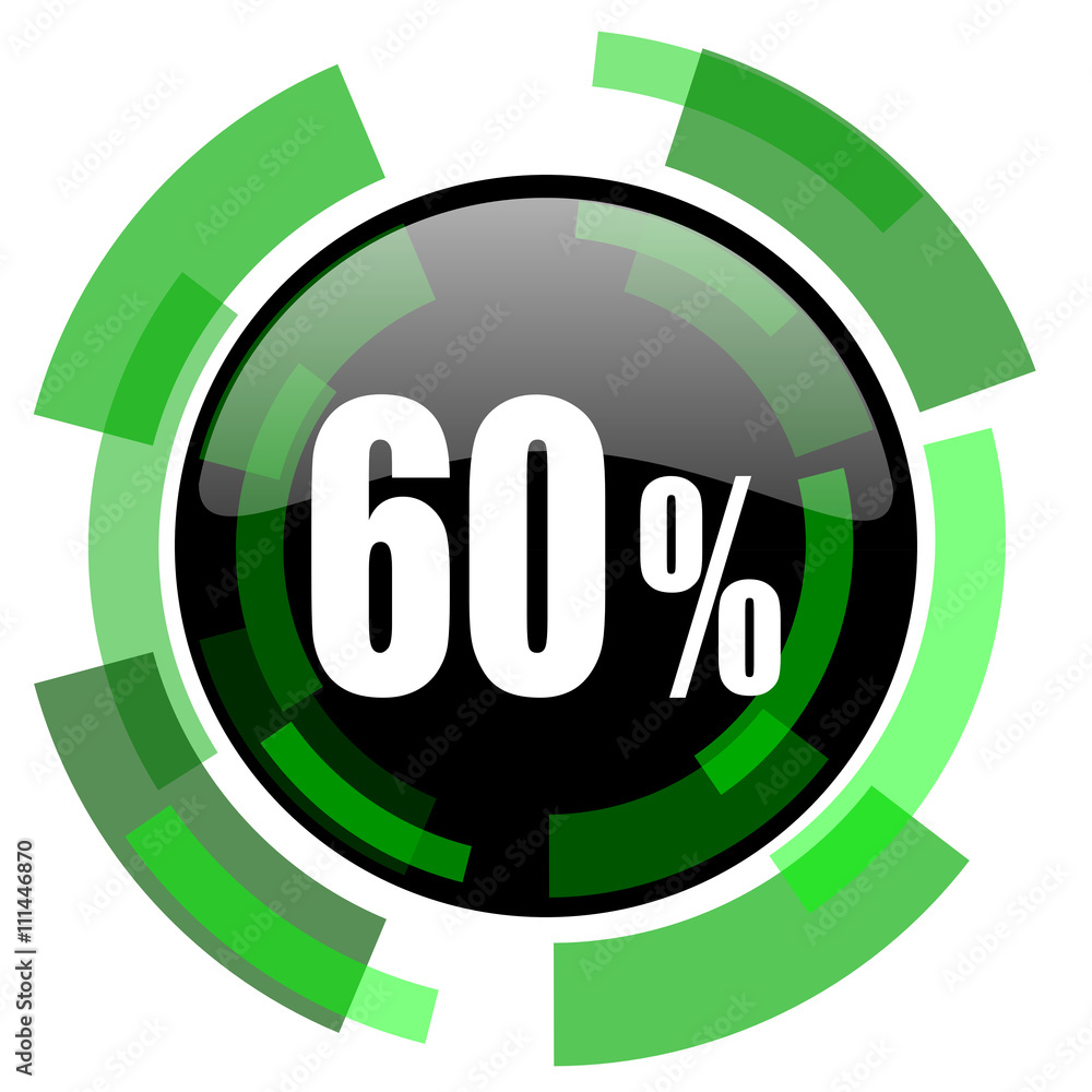 60 percent icon, green modern design isolated button, web and mobile app design illustration 60 percent icon, green modern design isolated button, web and mobile app design illustration