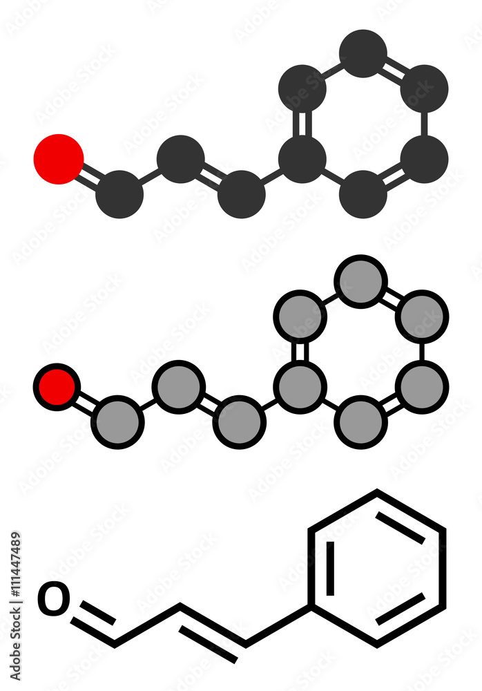 Cinnamaldehyde (cinnamic aldehyde) cinnamon flavor molecule.