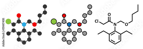 Butachlor herbicide molecule.