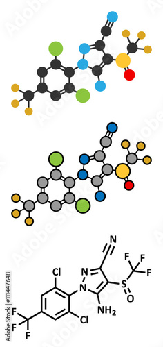 Fipronil insecticide molecule. photo