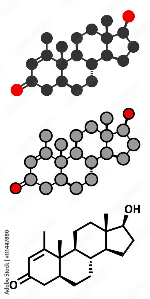 Metenolone anabolic steroid molecule. Used (banned) in sports doping.