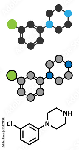 Meta-chlorophenylpiperazine (mCPP) psychoactive drug molecule.