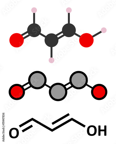 Malondialdehyde (MDA, enol form) molecule. Marker of oxidative stress.