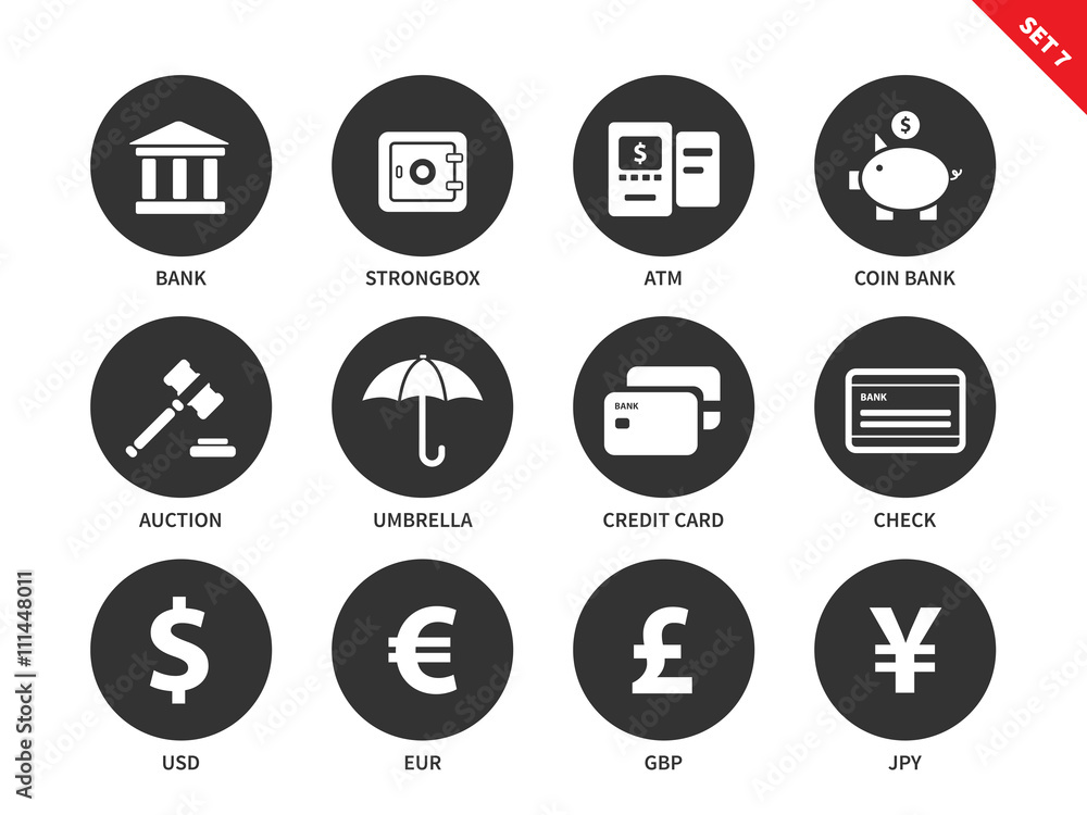 Banking and business icons on white background Banking and business icons on white background