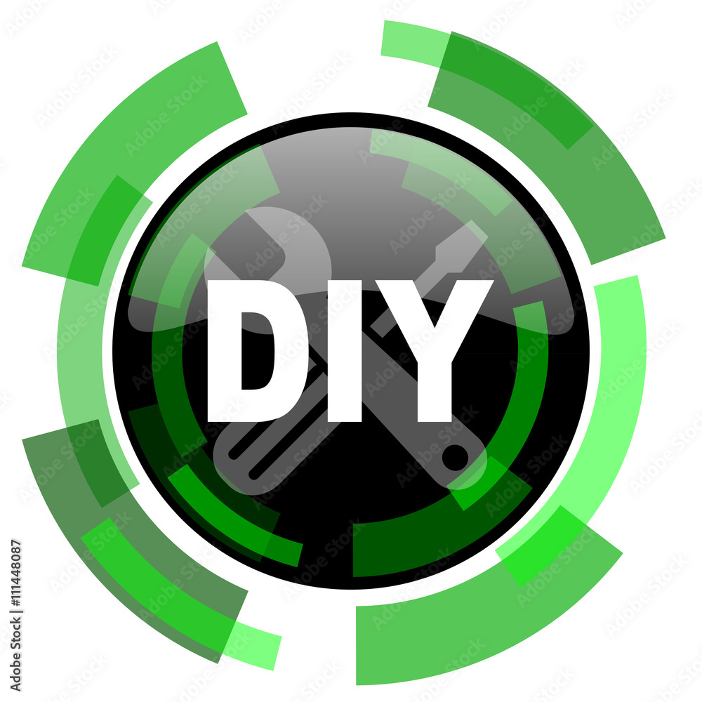 diy icon, green modern design isolated button, web and mobile app design illustration diy icon, green modern design isolated button, web and mobile app design illustration