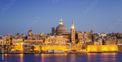 Malta, Valletta - St.Paul's Cathedral at blue hour
