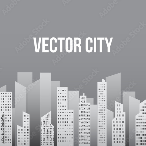 City in Shades of Light Gray Illustration