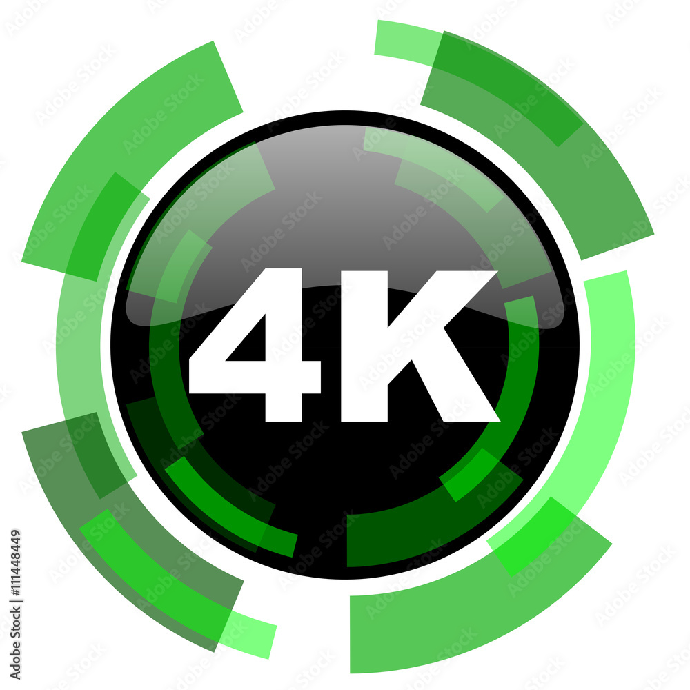 4k icon, green modern design isolated button, web and mobile app design illustration 4k icon, green modern design isolated button, web and mobile app design illustration