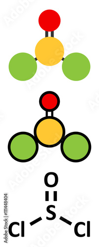 Thionyl chloride (SOCl2) chemical reagent molecule.