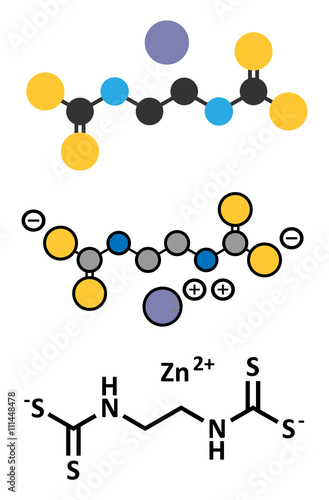 Zineb zinc organosulfur fungicide molecule.