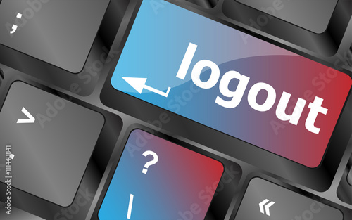 Computer keyboard key log out, business concept vector, keyboard keys, keyboard button