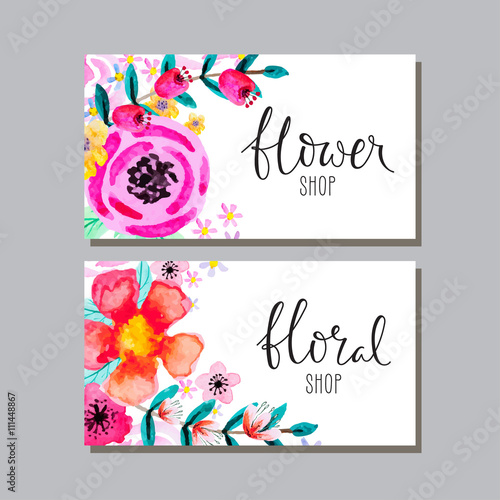 Cards with watercolor flowers.