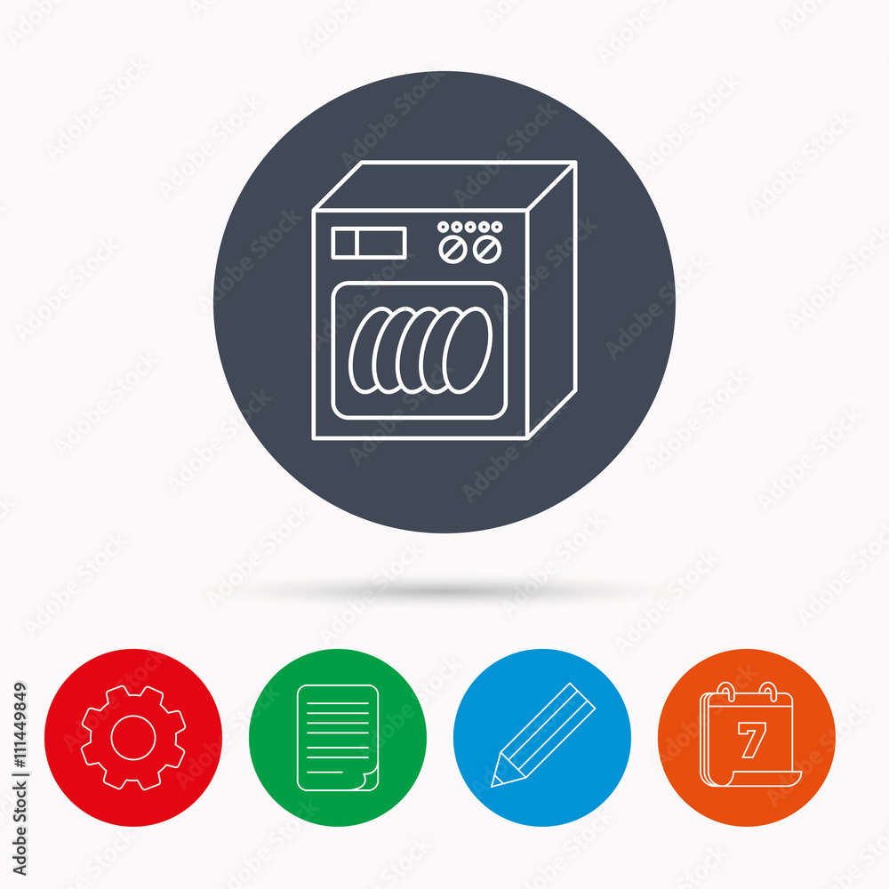 Dishwasher icon. Kitchen appliance sign. Dishwasher icon. Kitchen appliance sign.