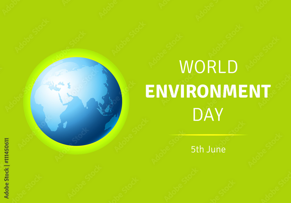 World Environment Day vector card, poster with globe. World Environment Day vector card, poster with globe.