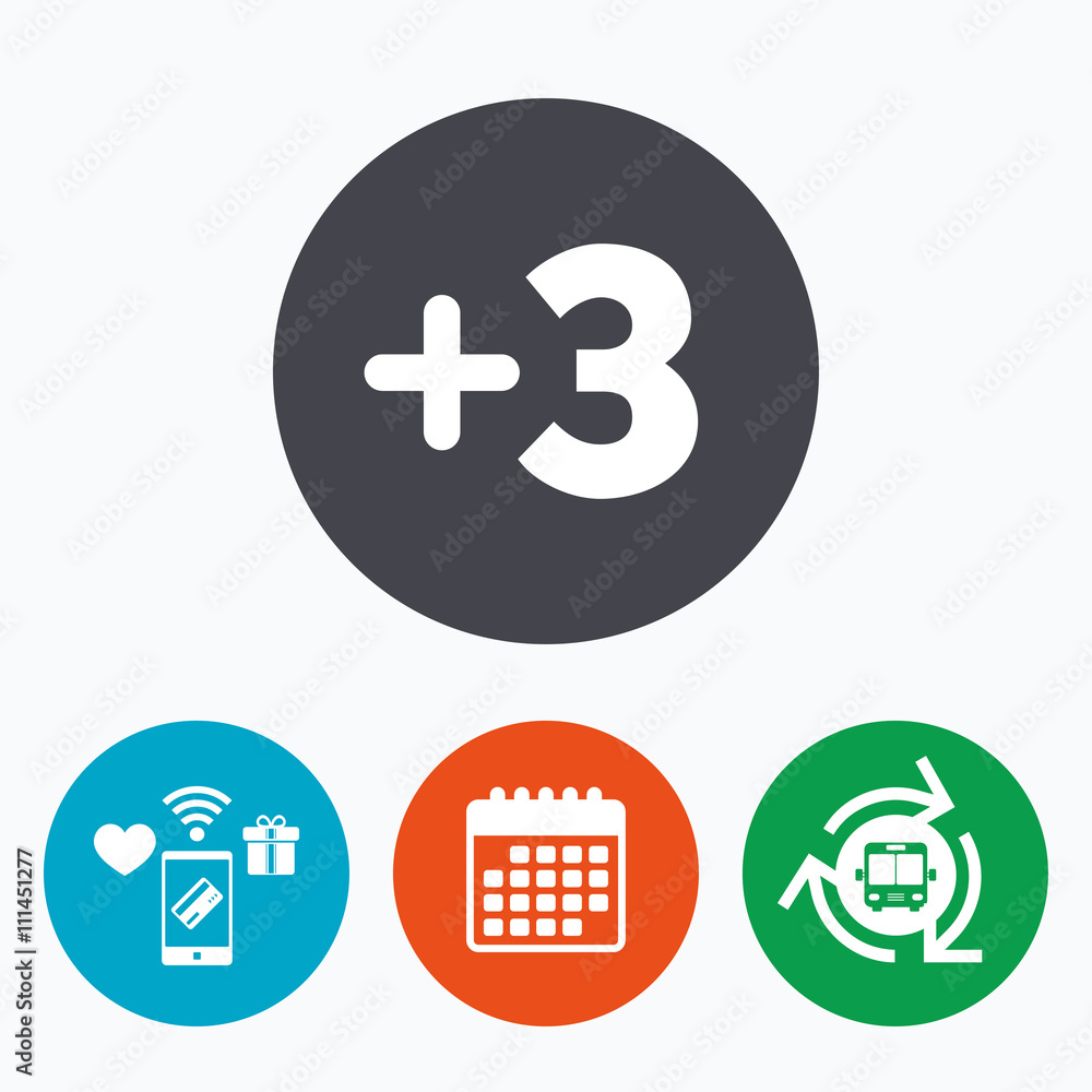 Obraz premium Plus three sign. Add three symbol.