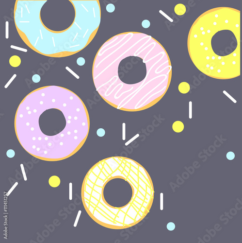 Background with donuts. Vector illustration.