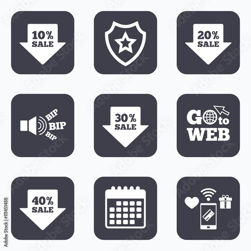 Sale arrow tag icons. Discount symbols.