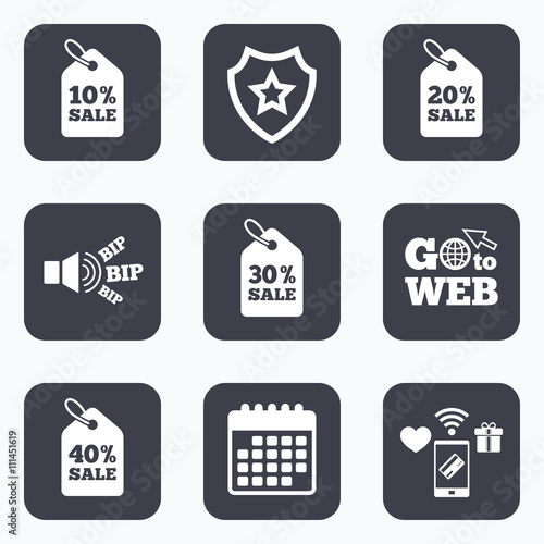 Sale price tag icons. Discount symbols.