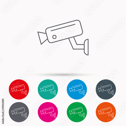 Video monitoring icon. Camera cctv sign.