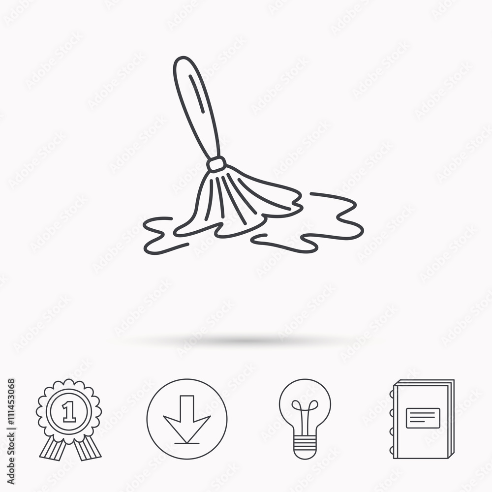 Wet cleaning icon. Clean-up floor tool sign. Wet cleaning icon. Clean-up floor tool sign.