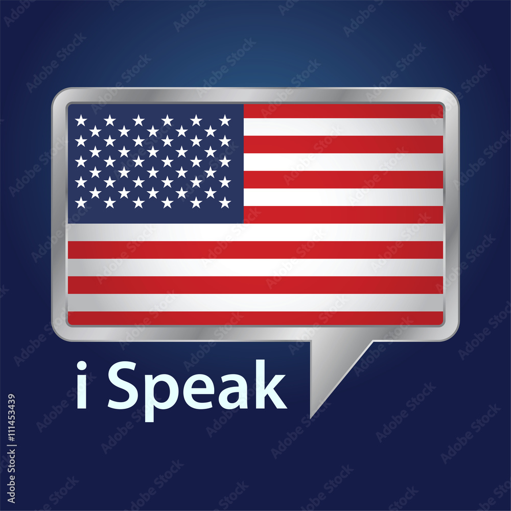 American Flag Inside a Speech Bubble American Flag Inside a Speech Bubble