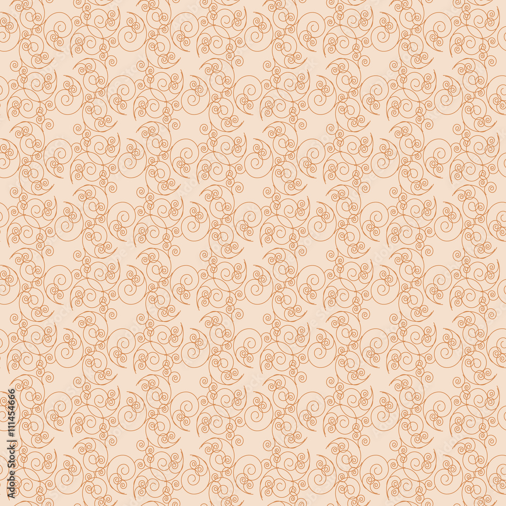 Gentle and tender  cream-colored seamless pattern with swirls. Can be repeated and scaled in any size.