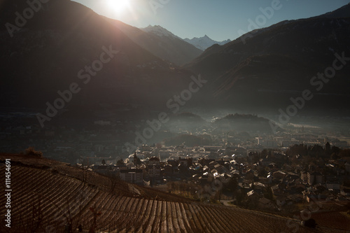 Canvas Print Views of Sierre and the Alps from Crans-Montana, Switzerland