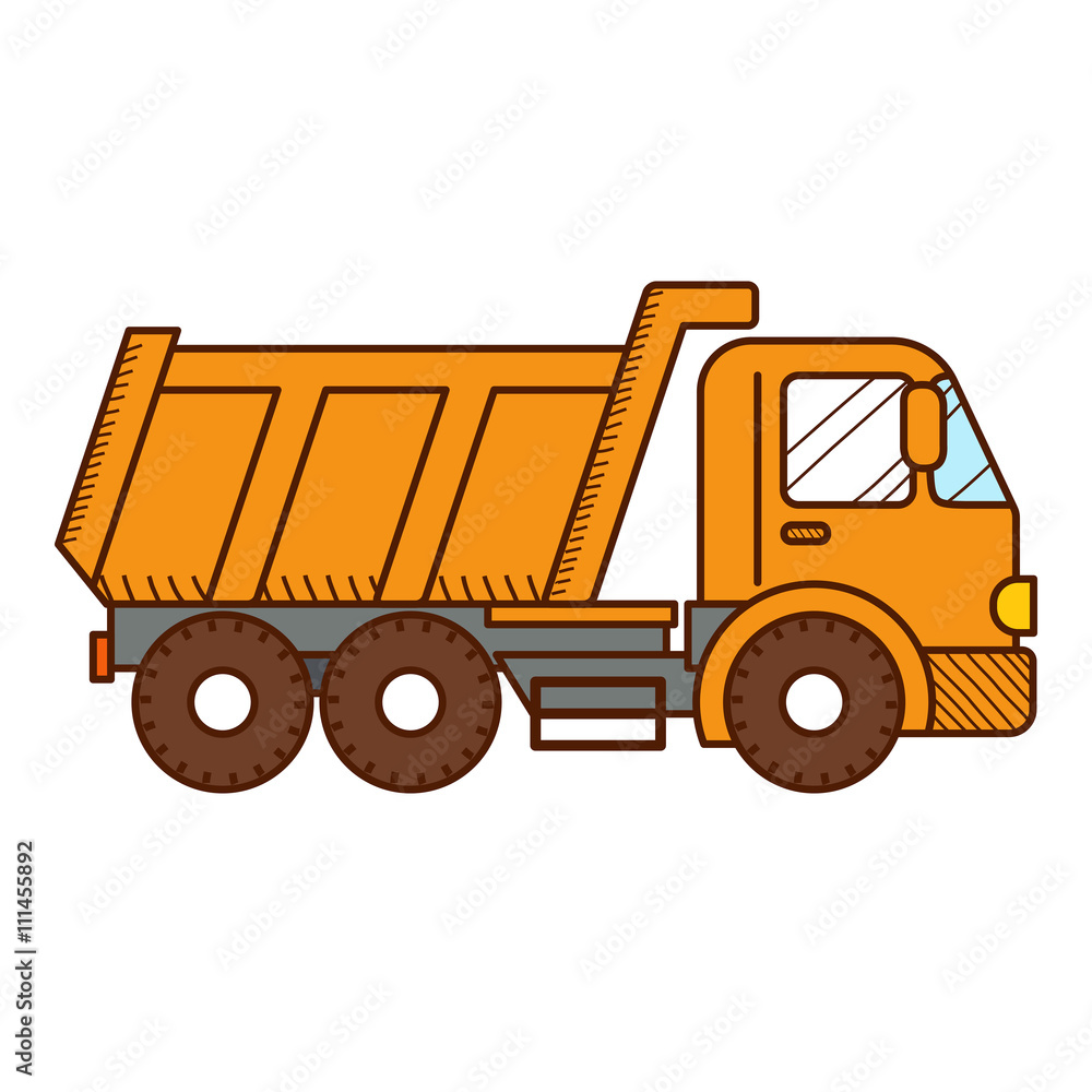 Dump Truck isolated on white background. Vector